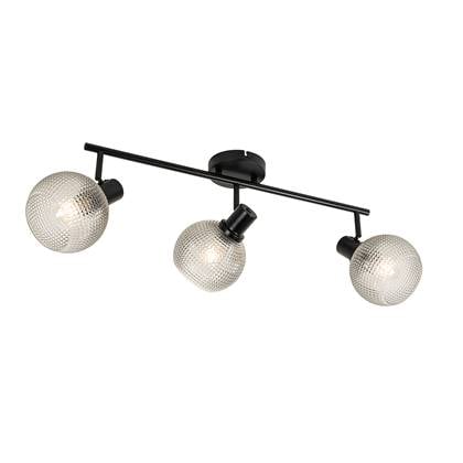 QAZQA Design spot met smoke glas 3-lichts - Chico Zwart