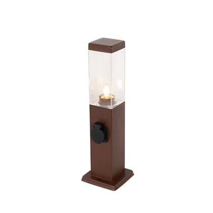 QAZQA Buitenlamp roest 45 cm met stopcontact IP44 - Malios Bruin