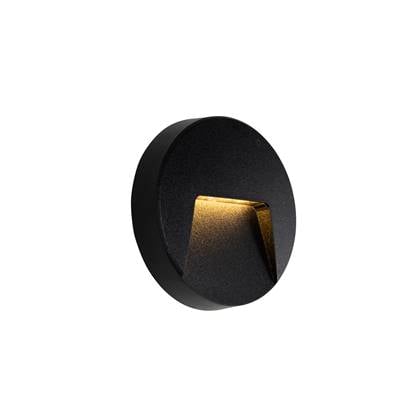 QAZQA Buiten wandlamp rond incl. LED IP65 - Gem Zwart