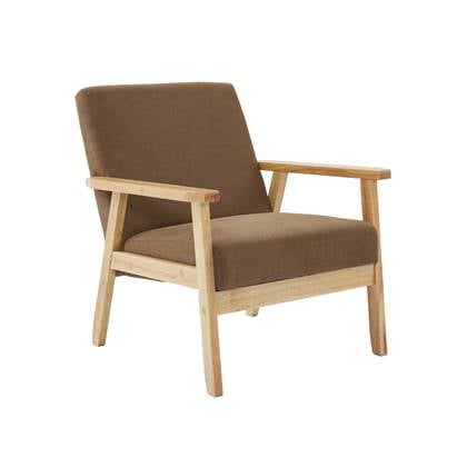 sweeek - Vintage / scandinavische fauteuil met houten en multiplex frame en ribfluwelen zitting