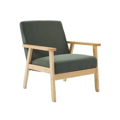 sweeek - Scandinavische fauteuil van hout en ribfluweel Groen