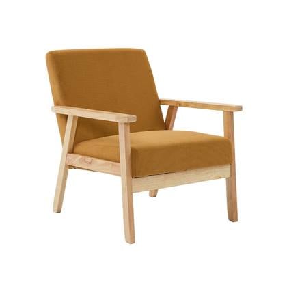 sweeek - Scandinavische fauteuil van hout en ribfluweel Geel