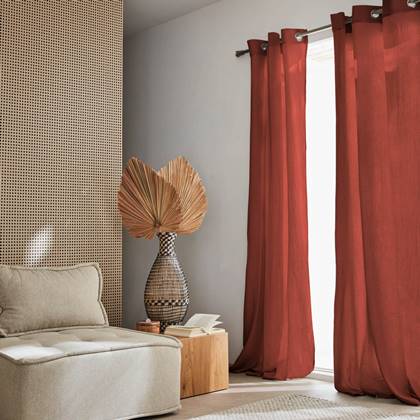 sweeek - Set van 2 katoenen gordijnen, 135x240cm, 8 ogen per gordijn,