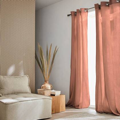 sweeek - Set van 2 katoenen gordijnen, 135x240cm, 8 ogen per gordijn, Oranje