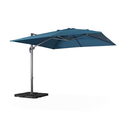 Sweeek  Vierkante offset parasol 3x3m + set van 4 verzwaarde tegels