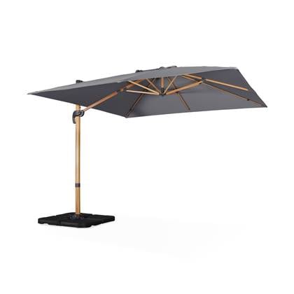 Sweeek  Vierkante offset parasol 3x3m + set van 4 verzwaarde tegels