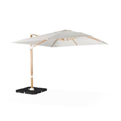 Sweeek  Vierkante offset parasol 3x3m + set van 4 verzwaarde tegels