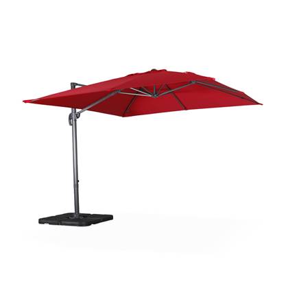 Sweeek  Vierkante offset parasol 3x3m + set van 4 verzwaarde tegels