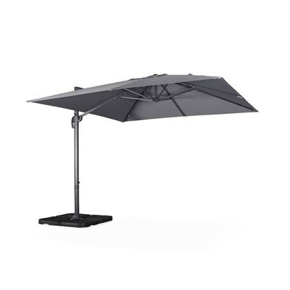 Sweeek  Vierkante offset parasol 3x3m + set van 4 verzwaarde tegels