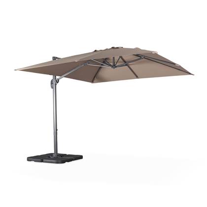 Sweeek  Vierkante offset parasol 3x3m + set van 4 verzwaarde tegels