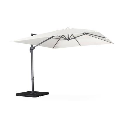 Sweeek  Vierkante offset parasol 3x3m + set van 4 verzwaarde tegels