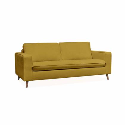 sweeek - 3-zits slaapbank met matras van 12 cm - Made in France Geel