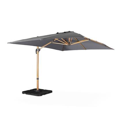 Sweeek  Rechthoekige parasol 3x4m, 360° draaibaar, verzwaarde tegels