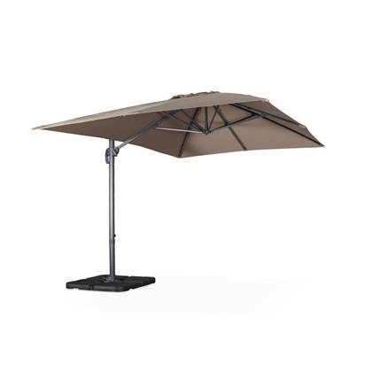 Sweeek  Rechthoekige parasol 3x4m + verzwaarde tegels 50x50cm