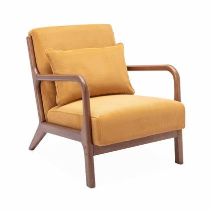 Alice's Garden | Oker corduroy fauteuil, rubberhouten poten l Alice's Garden | Lorens