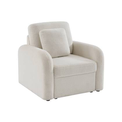 sweeek - Fauteuil in witte boucléstof, milano, b 90 x d 85 x h 85cm