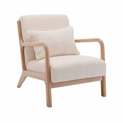 sweeek - Wit boucléstoffe fauteuil lorens, 65x80x79cm