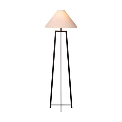 Atmooz - Vloerlamp Leoni - Zwart - Witte Linnen Lampenkap - 170 cm Hoog - Metaal - E27 Fitting - 60W - Industriële Stijl - Staande Lamp