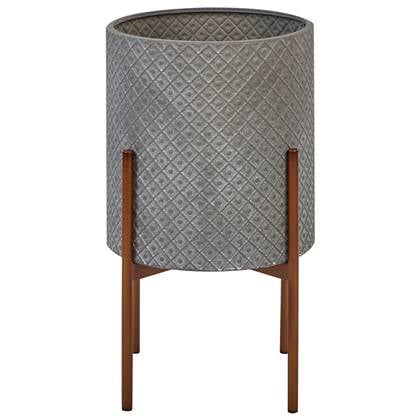 Beliani - ALATUM - Bloempot - Grijs - 31 x 31 x 52 cm - Metaal