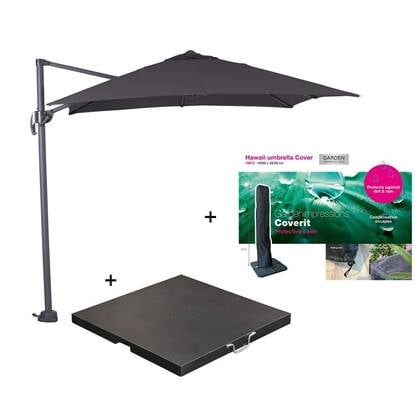 Garden Impressions Hawai parasol S 250x250 zwart + 80kg voet en hoes