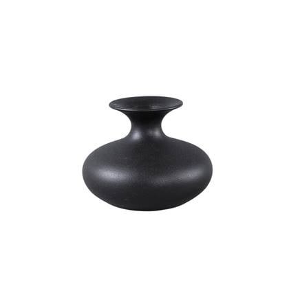 PTMD Lyndsay Black round shaped ceramic pot bulb low