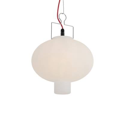 QAZQA Buiten hanglamp wit 35 cm met rode stekker IP44 - Pion afbeelding
