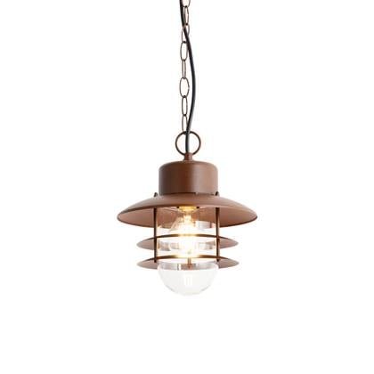 QAZQA Industriële hanglamp roest IP44 - Shell Bruin