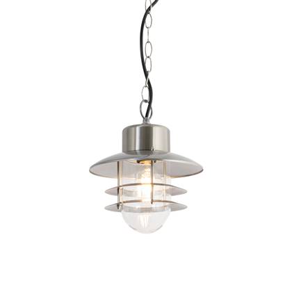QAZQA shell - Industriele Hanglamp voor buiten - 1 lichts - Ø 21.6 cm - Staal - Industrieel - Buitenverlichting