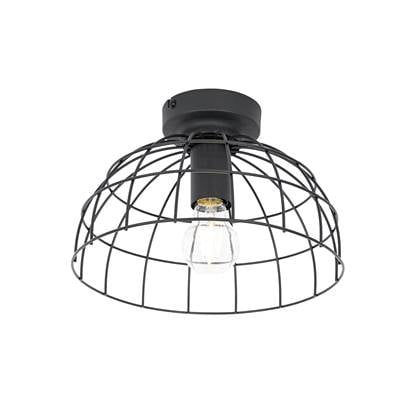 QAZQA hanze - Industriele Plafondlamp - 1 lichts - Ø 28 cm - Zwart - Industrieel - Woonkamer | Slaapkamer | Keuken