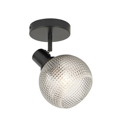 QAZQA Design spot met smoke glas - Chico Zwart