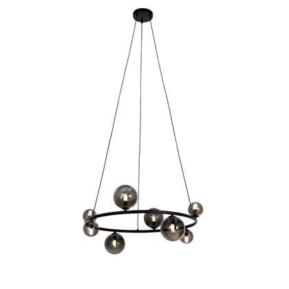 QAZQA monaco - Design Hanglamp - 8 lichts - Ø 60 cm - Grijs - Woonkamer | Slaapkamer | Keuken