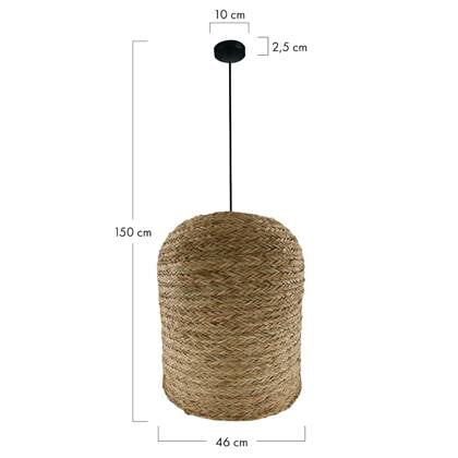 DKNC - Hanglamp Rineen - Zeegras - 46x46x50cm - Bruin Beige