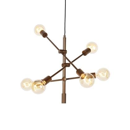 QAZQA Industriële hanglamp donkerbrons 6-lichts - Sydney