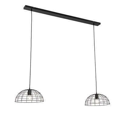 QAZQA Industriële hanglamp 2-lichts - Hanze Zwart