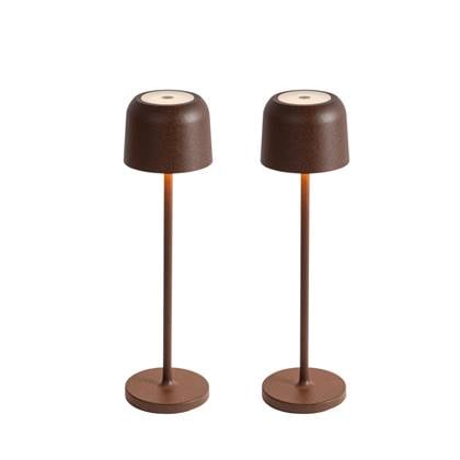QAZQA Set van 2 tafellampen mushroom roest incl. laadstation - Bruin