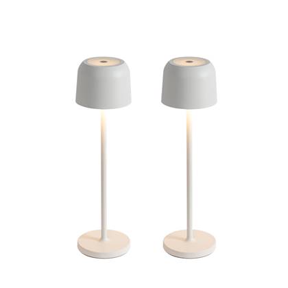 QAZQA Set van 2 tafellampen mushroom off white incl. laadstation -