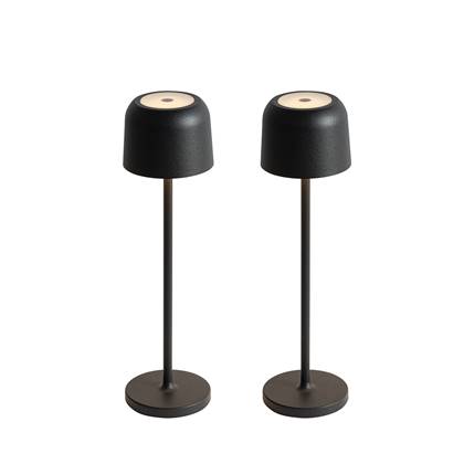 QAZQA Set van 2 tafellampen mushroom incl. laadstation - Raika Zwart