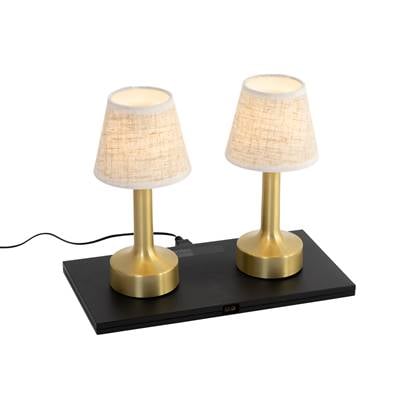 QAZQA elise - Moderne Dimbare LED Draadloze Oplaadbare Tafellamp USB met Dimmer - 2 stuks - H 23.5 cm - Goud - Buitenverlichting