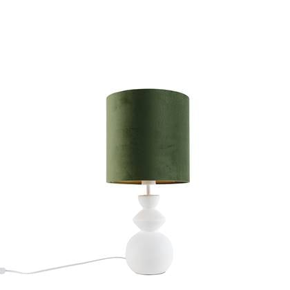 QAZQA Design tafellamp wit velours kap met goud 25 cm - Alisia Groen