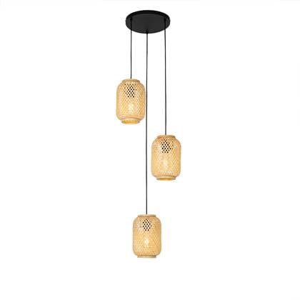 QAZQA yvonne - Oosterse Hanglamp - 3 lichts - Ø 41 cm - Naturel - Woonkamer | Slaapkamer | Keuken