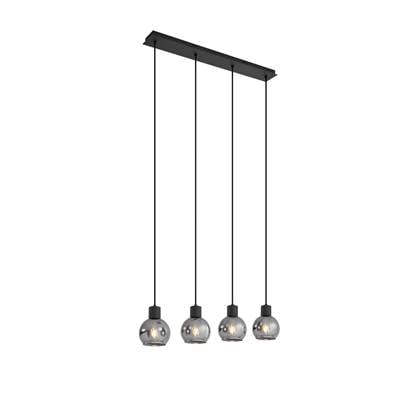 QAZQA vidro - Art Deco Hanglamp eettafel - 4 lichts - L 74 cm - Grijs - Woonkamer | Slaapkamer | Keuken