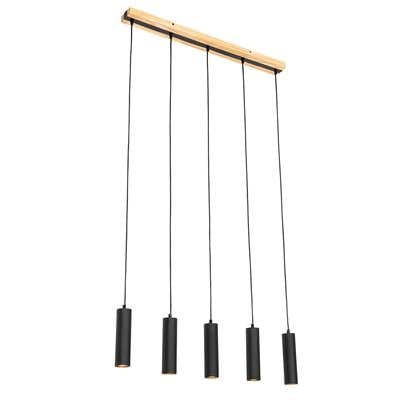 QAZQA jeana - Moderne Hanglamp eettafel - 5 lichts - L 80 cm - Naturel - Industrieel - Woonkamer | Slaapkamer | Keuken