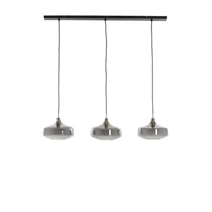 Light&living Hanglamp 3L 120x30x21 cm SOLNA antiek +smoke glas Brons