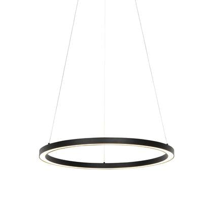 QAZQA girello - Design Dimbare LED Hanglamp met Dimmer - 1 lichts - Ø 60 cm - Zwart - Woonkamer | Slaapkamer | Keuken