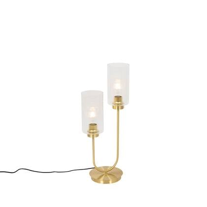 QAZQA laura - Art Deco Tafellamp - 2 lichts - H 64 cm - Goud - Woonkamer | Slaapkamer | Keuken