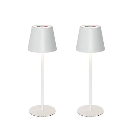QAZQA Set van 2 tafellampen met dimmer en oplaadbaar RGBW - Wit