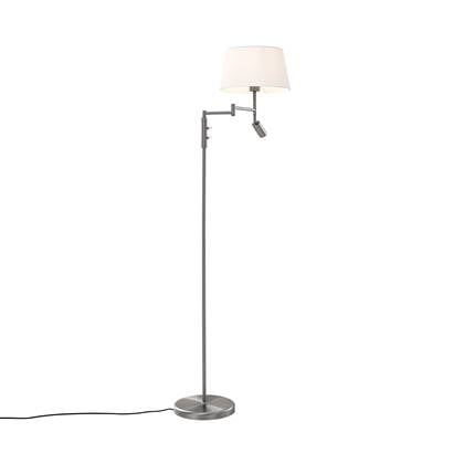 QAZQA ladas - Retro Vloerlamp | Staande Lamp met leeslamp - 1 lichts - H 154 cm - Staal - Woonkamer | Slaapkamer | Keuken