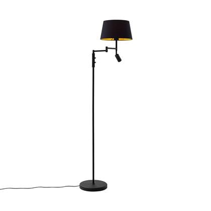 QAZQA ladas - Retro Vloerlamp | Staande Lamp met leeslamp - 1 lichts - H 154 cm - Zwart - Woonkamer | Slaapkamer | Keuken