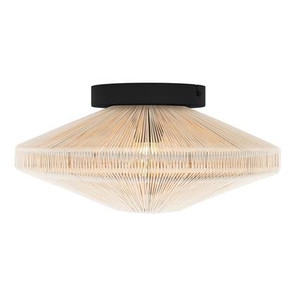 EGLO Midsumer Plafondlamp - E27 - Ø 38 cm - Zwart|Crème - Textiel Zwart, Crème
