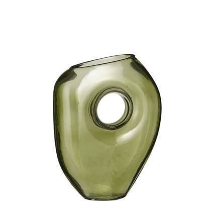 Mica Decorations Jay Vaas - L18 x B7,5 x H22,5 cm - Glas - Licht Groen